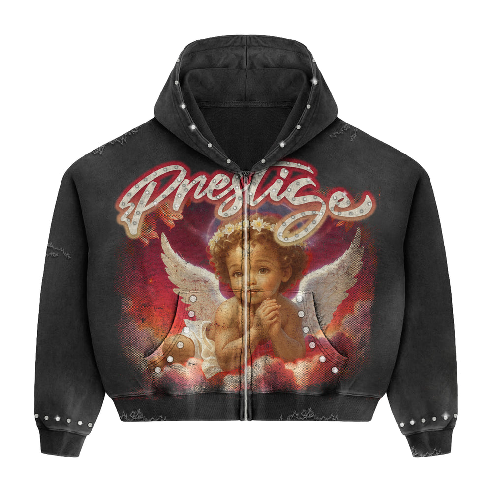 Black Prestige Angel Hoodie Red — product photo 1