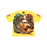 Acid Washed, Digital Print Metal Stud Trim T-shirt - Yellow - ST1751