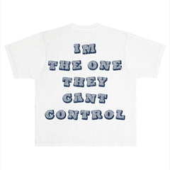 MONEY IS MIND CONTROL T-SHIRT — WHITE & BLUE