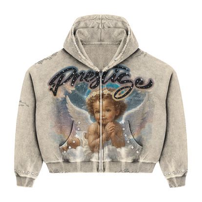 Angel Zip up Hoodie Cream image 0