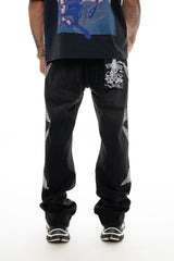 STAR EMBELLISHED RHINESTONE RELAXED FLARED FIT BLK image 1