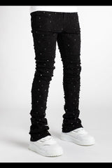 Embellish Rhinestone Flare Denim - Black