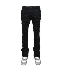 Embellish Rhinestone Flare Denim - Black