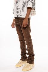 Embellish Rhinestone Denim - Dark Brown