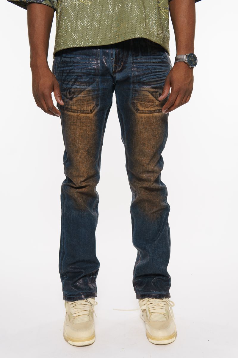 Vicious Patch Pocket Oil Slick Straight Leg Jean - Medium Indigo (VC851) — product photo 1