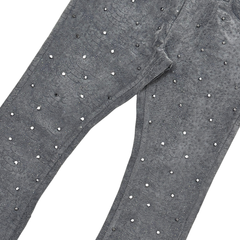 Embellished Rhinestone Snakeskin Denim - Grey