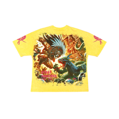 Acid Washed, Digital Print Metal Stud Trim T-shirt - Yellow - ST1751
