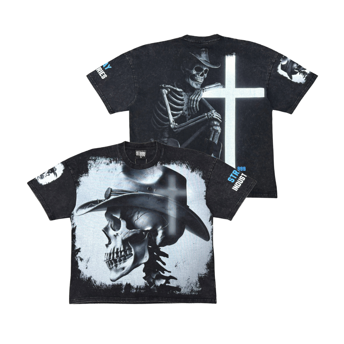 Skull Cowboy Profile Tee - Black