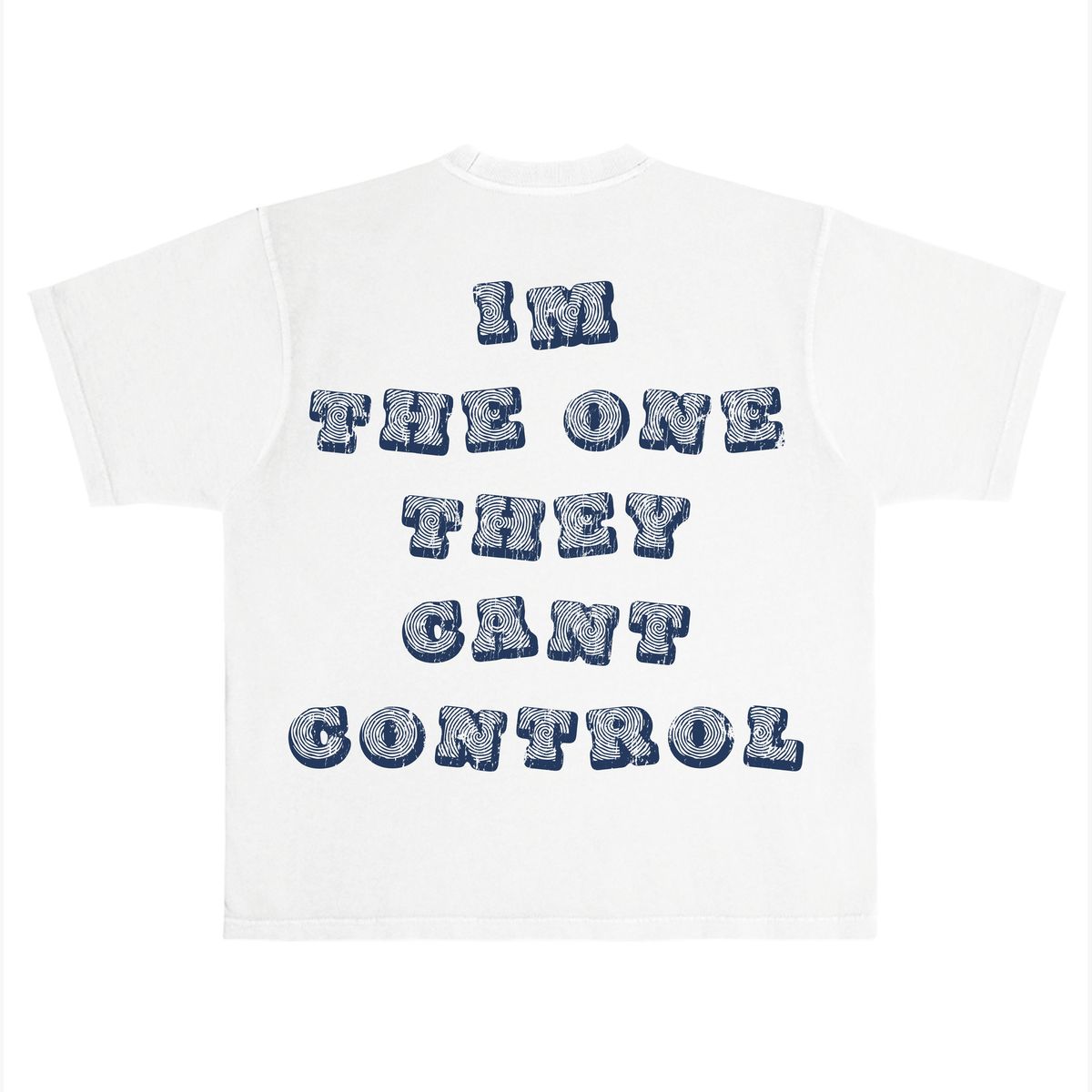 MONEY IS MIND CONTROL T-SHIRT — WHITE & BLUE