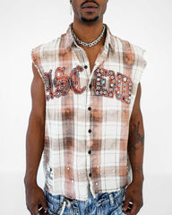 FRAYED MUSCLE YARN DYE PLAID