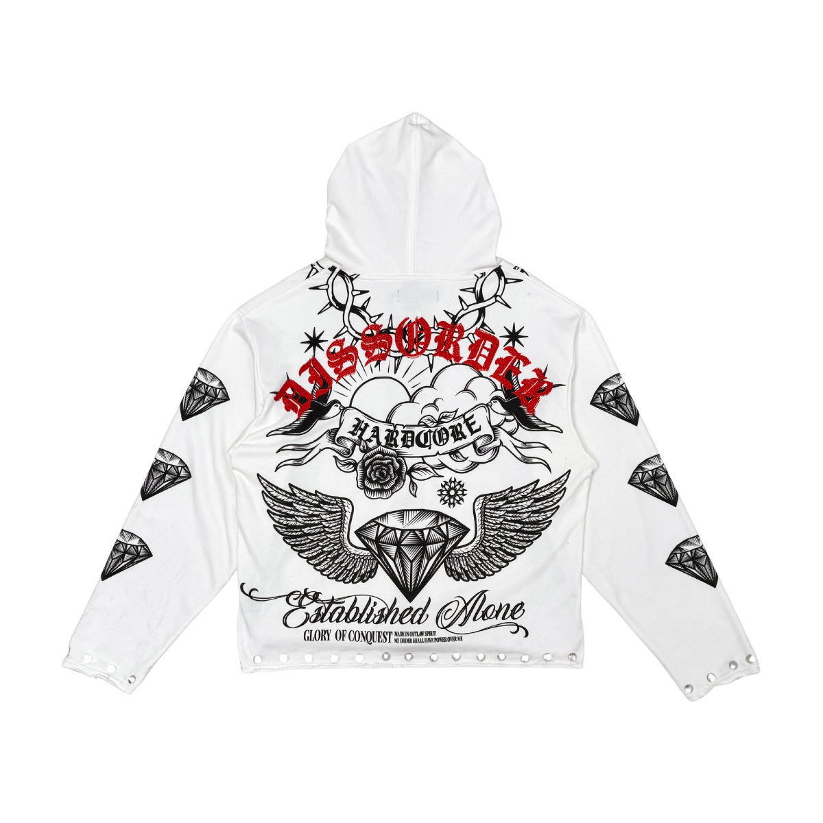 Diss the order zip up hoodie WHITE image 1