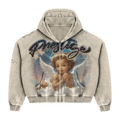 Angel Zip up Hoodie Cream image 0