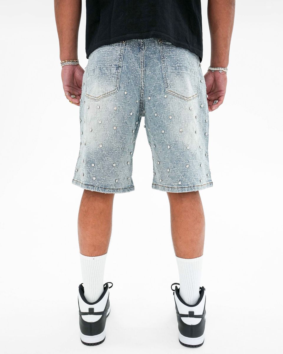 DENIM JAQUARD PATTERN WEAVE WITH CRYSTAL STONES image 1