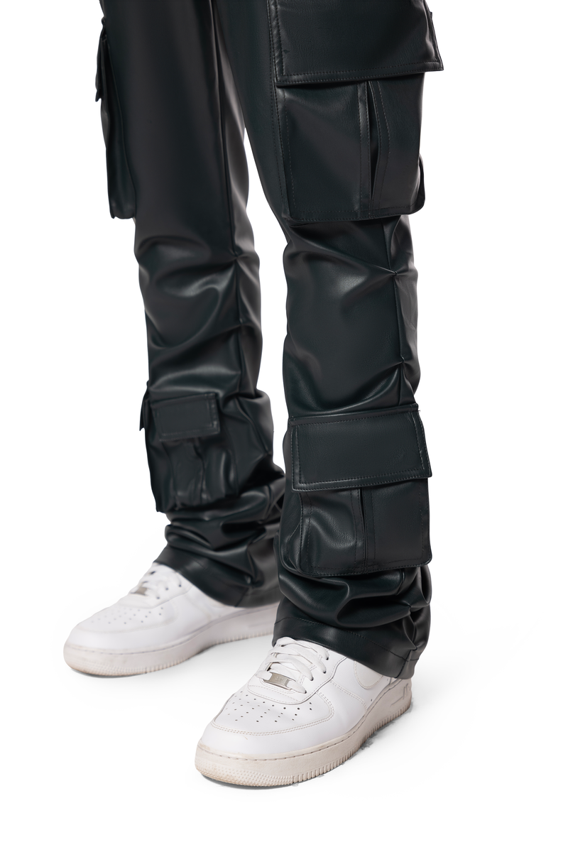 UTILITY PU STACKED PANTS OLIVE image 2
