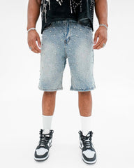 DENIM JAQUARD PATTERN WEAVE WITH CRYSTAL STONES image 0