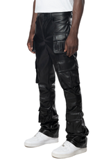 UTILITY PU STACKED PANTS BLACK image 1
