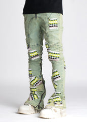Guapi Slime Green Knit Patches Denim image 1